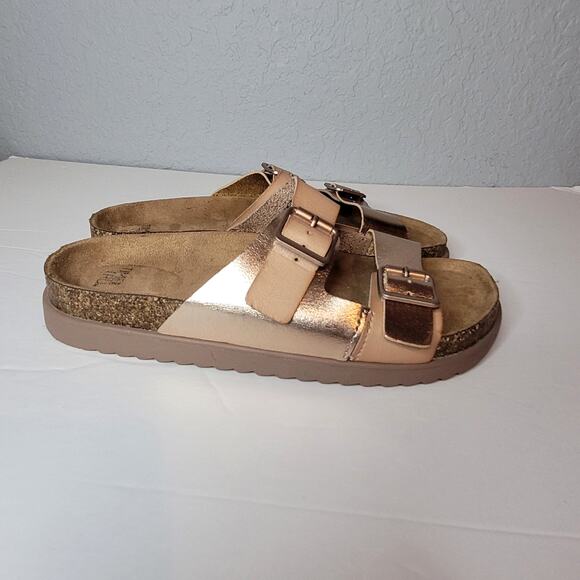 Time and Tru Metallic Pink Cork Sandals Slides Womens Size 8.5 Footbed Platform - Picture 4 of 8